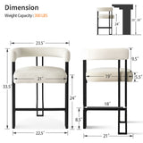 Mia 24" Modern Velvet Counter Stool with Arms (Set of 2)