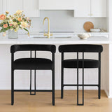 Mia 24" Modern Velvet Counter Stool with Arms (Set of 2)