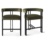 Mia 24" Modern Velvet Counter Stool with Arms (Set of 2)