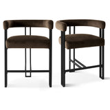 Mia 24" Modern Velvet Counter Stool with Arms (Set of 3)