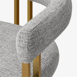 Mia Modern Gold Chenille Dining Chair with Arms (Set of 2)