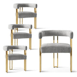 Mia Modern Gold Chenille Dining Chair with Arms (Set of 4)