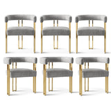 Mia Modern Gold Chenille Dining Chair with Arms (Set of 6)