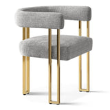 Mia Modern Gold Chenille Dining Chair with Arms (Set of 4)