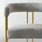 Mia Modern Gold Chenille Dining Chair with Arms (Set of 6)