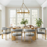 Mia Modern Gold Chenille Dining Chair with Arms (Set of 6)