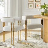 Mia Modern Gold Chenille Dining Chair with Arms (Set of 2)