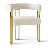 Mia Modern Gold Chenille Dining Chair with Arms (Set of 2)