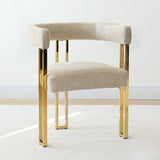 Mia Modern Gold Chenille Dining Chair with Arms (Set of 2)