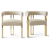 Mia Modern Gold Chenille Dining Chair with Arms (Set of 2)