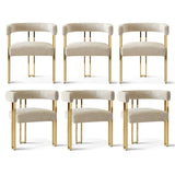 Mia Modern Gold Chenille Dining Chair with Arms (Set of 6)