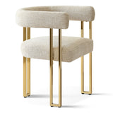 Mia Modern Gold Chenille Dining Chair with Arms (Set of 4)