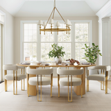 Mia Modern Gold Chenille Dining Chair with Arms (Set of 6)