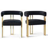 Mia Modern Gold Chenille Dining Chair with Arms (Set of 2)