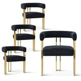 Mia Modern Gold Chenille Dining Chair with Arms (Set of 6)