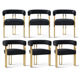 Mia Modern Gold Chenille Dining Chair with Arms (Set of 6)