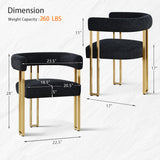 Mia Modern Gold Chenille Dining Chair with Arms (Set of 2)