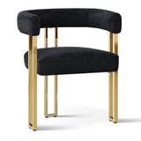 Mia Modern Gold Chenille Dining Chair with Arms (Set of 4)