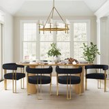 Mia Modern Gold Chenille Dining Chair with Arms (Set of 6)