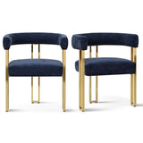 Mia Modern Gold Chenille Dining Chair with Arms (Set of 2)