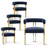 Mia Modern Gold Chenille Dining Chair with Arms (Set of 4)