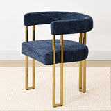 Mia Modern Gold Chenille Dining Chair with Arms (Set of 2)