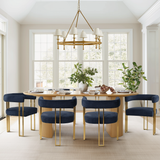 Mia Modern Gold Chenille Dining Chair with Arms (Set of 6)