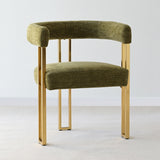 Mia Modern Gold Chenille Dining Chair with Arms (Set of 2)