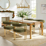 Mia Modern Gold Chenille Dining Chair with Arms (Set of 2)