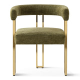 Mia Modern Gold Chenille Dining Chair with Arms (Set of 6)