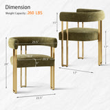 Mia Modern Gold Chenille Dining Chair with Arms (Set of 4)