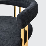 Mia 24" Modern Gold Chenille Counter Stool with Arms (1-piece)