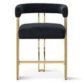 Mia 24" Modern Gold Chenille Counter Stool with Arms (1-piece)