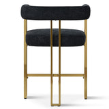 Mia 24" Modern Gold Chenille Counter Stool with Arms (1-piece)