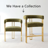 Mia 24" Modern Gold Chenille Counter Stool with Arms (1-piece)