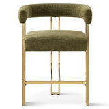 Mia 24" Modern Gold Chenille Counter Stool with Arms (Set of 3)