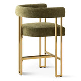 Mia 24" Modern Gold Chenille Counter Stool with Arms (1-piece)