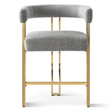 Mia 24" Modern Gold Chenille Counter Stool with Arms (Set of 3)