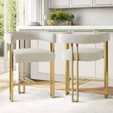 Mia 24" Modern Gold Chenille Counter Stool with Arms (1-piece)