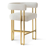 Mia 24" Modern Gold Chenille Counter Stool with Arms (Set of 3)