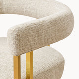 Mia 24" Modern Gold Chenille Counter Stool with Arms (Set of 3)