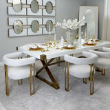 Mia Modern Gold Chenille Dining Chair with Arms (Set of 6)