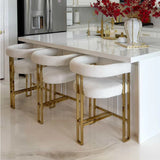 Mia 24" Modern Gold Chenille Counter Stool with Arms (1-piece)