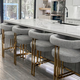 Mia 24" Modern Gold Chenille Counter Stool with Arms (1-piece)