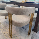 Mia Modern Gold Chenille Dining Chair with Arms (Set of 6)