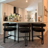 Mia 24" Modern Velvet Counter Stool with Arms (Set of 3)