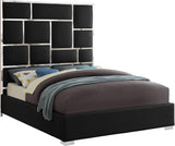 Milan Contemporary Bed with Bold Geometric Chrome Design and Tall Headboard for Stylish Bedrooms