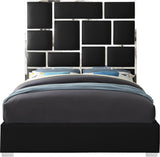 Milan Contemporary Bed with Bold Geometric Chrome Design and Tall Headboard for Stylish Bedrooms