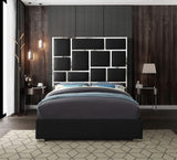 Milan Contemporary Bed with Bold Geometric Chrome Design and Tall Headboard for Stylish Bedrooms