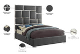 Milan Contemporary Bed with Bold Geometric Chrome Design and Tall Headboard for Stylish Bedrooms